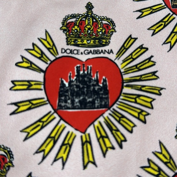 DOLCE & GABBANA SILK GRAPHIC LOGO PRINT TOTE BAG FULLY LINED DOUBLE TOP HANDLES - Picture 7 of 12